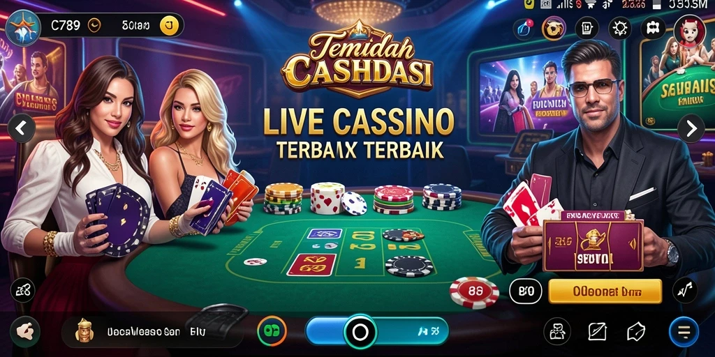 Screenshot C789 menampilkan dealer langsung dan suasana permainan kasino.