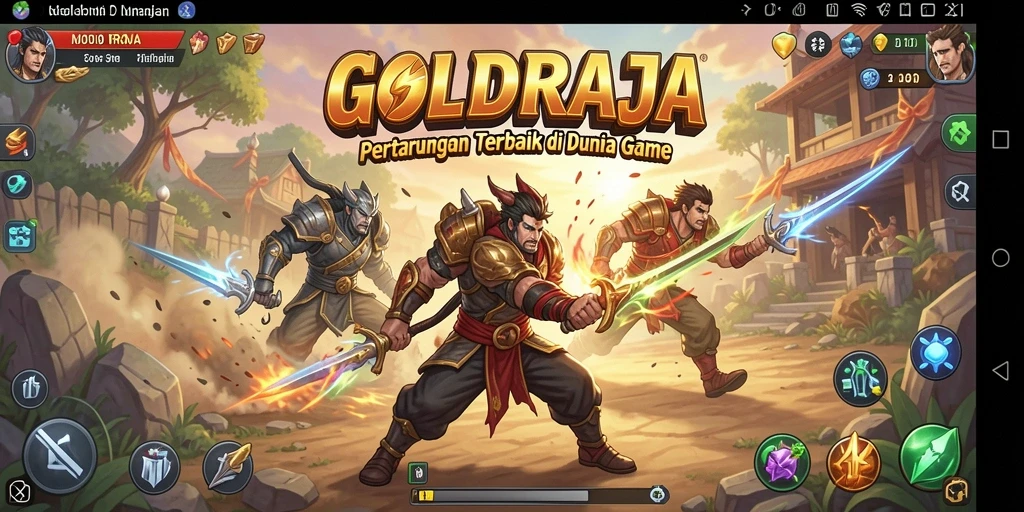 Screenshot gameplay GOLDRAJA dengan aksi pertarungan seru.