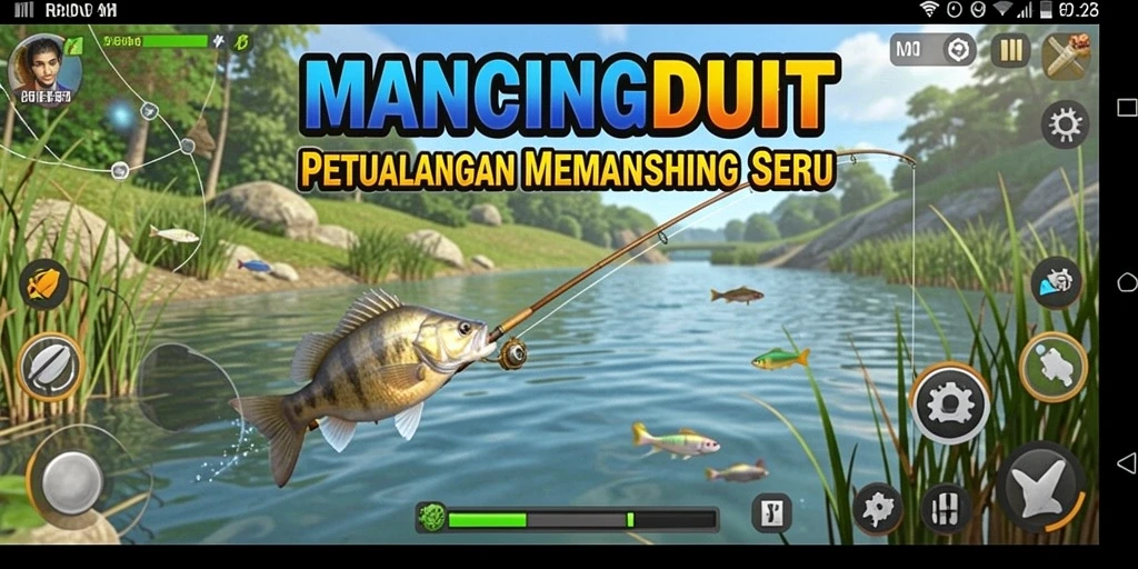 Tangkapan layar gameplay petualangan memancing yang seru di MANCINGDUIT.