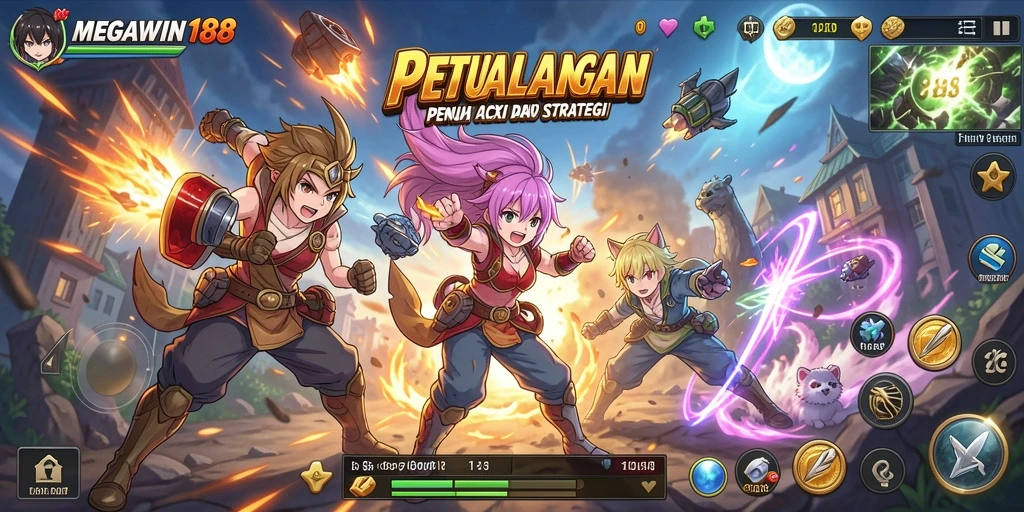 Tampilan gameplay seru dari MEGAWIN188 dengan karakter Anime ikonik.