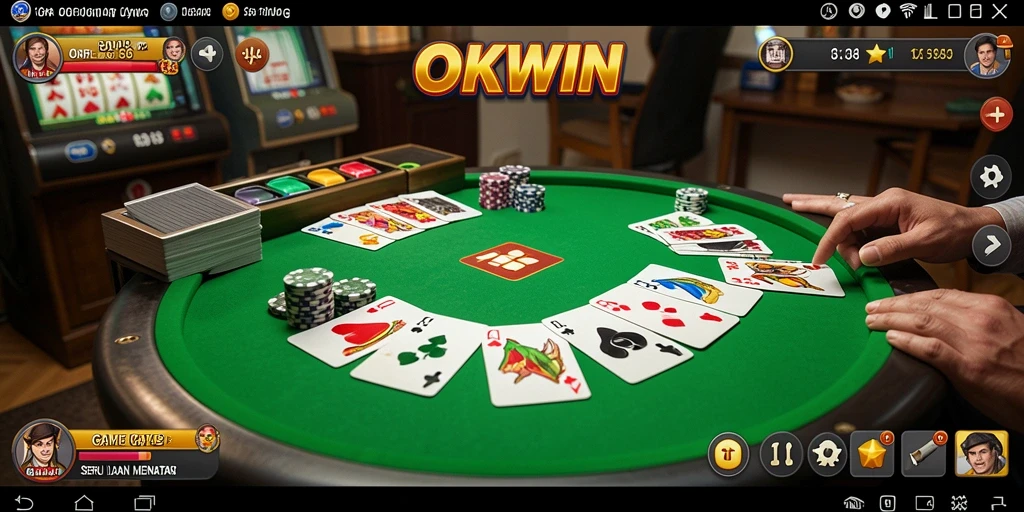 Screenshot gameplay OKWIN menunjukkan pengalaman bermain Gaple yang seru dan interaktif.